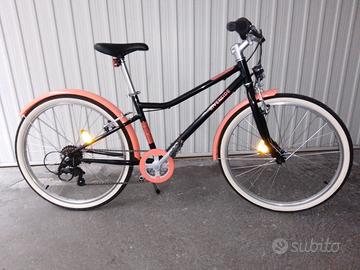 BICI RIVERSIDE 500 9-12, 24'', nera/rosa DECATHLON