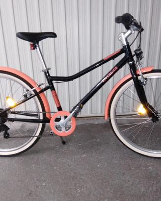 BICI RIVERSIDE 500 9-12, 24'', nera/rosa DECATHLON