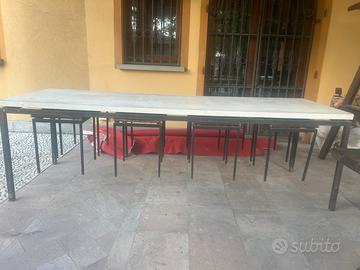 Tavolo metallo e legno con sgabelli