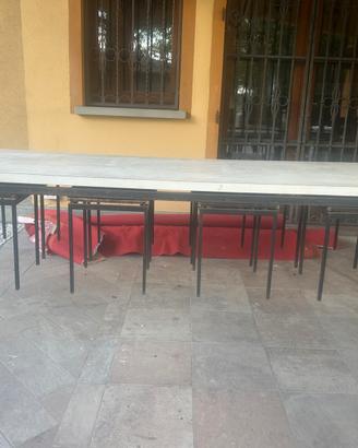 Tavolo metallo e legno con sgabelli