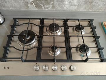 piano cottura in acciaio 75 cm 5 fuochi