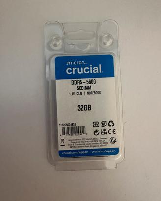 Crucial RAM DDR5 32GB 5600MHz SODIMM