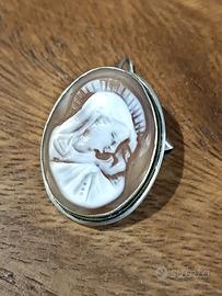 Spilla ciondolo in Argento 800 con Cameo Madonna