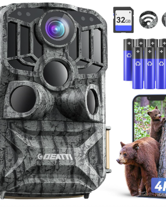 WOLFANG Fototrappola 4K 48MP HD,38 LED-940nm