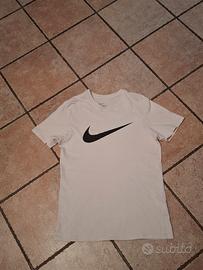 tshirt bianca cotone Nike tg M  logo nero 