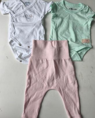 set neonato 3 pezzi:2 body e 1 pantalone rosa