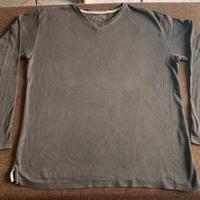 Maglia 100% cotone scollo a v grigia L