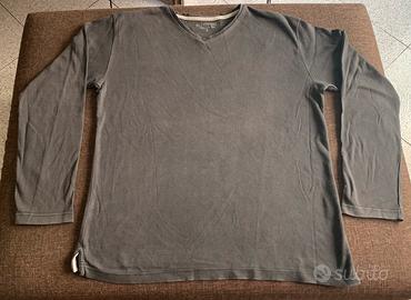 Maglia 100% cotone scollo a v grigia L