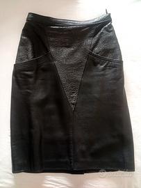 Gonna vintage longuette in vera pelle