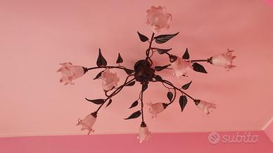 PLAFONIERA IN FERRO BATTUTO A 9 LUCI