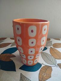 Vaso in ceramica salmone fantasia geometrica
