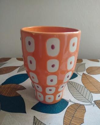 Vaso in ceramica salmone fantasia geometrica