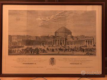 Stampa Napoli Storica periodo borbonico con cornic