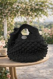Borsa uncinetto nera