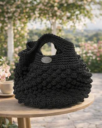Borsa uncinetto nera