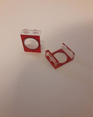 Lego 4864 - Pannello trasparente, rosso con oblò