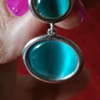 orecchini con pendente acciaio e resina azzurra