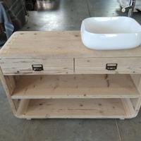 bagno in legno vecchio 2 cassetti bordo arrotondat