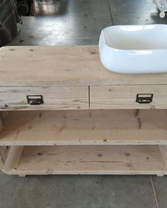 bagno in legno vecchio 2 cassetti bordo arrotondat