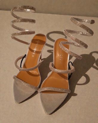 Décolleté a serpente e strass in argento