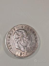 moneta da 5 lire del 1870