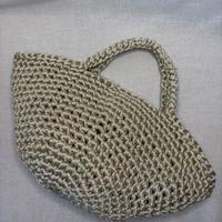 Borsa a mano beige oro uncinetto cotone