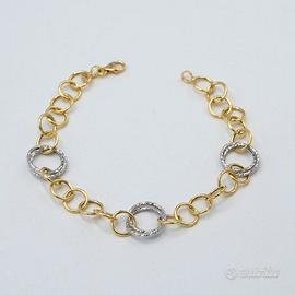 Bracciale donna in oro giallo e bianco 18 kt D.78