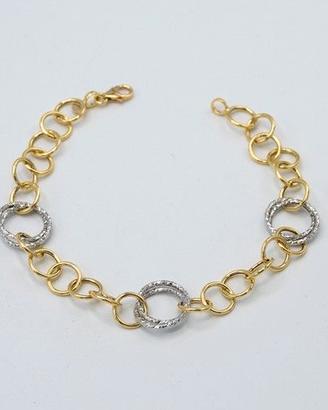 Bracciale donna in oro giallo e bianco 18 kt D.78