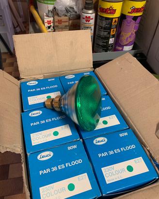 Lampada alogena 240v 80w par38 e27 leuci verde e b