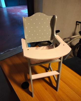 seggiolone per bambole in legno