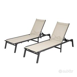 Set di Sedie a Sdraio da Esterno 2 pz  Pieghevoli