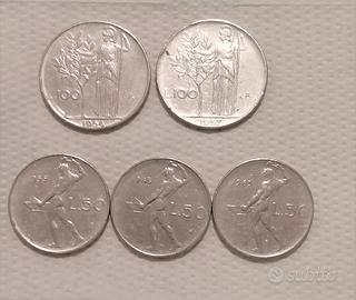 100 lire Minerva e 50 lire Vulcano
