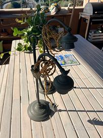 Coppia Lampade Tavolo Vintage Ottone con Cavo