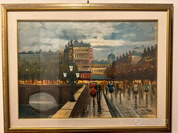 Quadro firmato Carlo Contini – Scena urbana serale