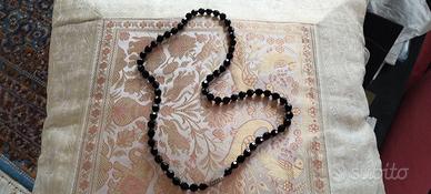Parure collana cristallo nero e orecchini unisex