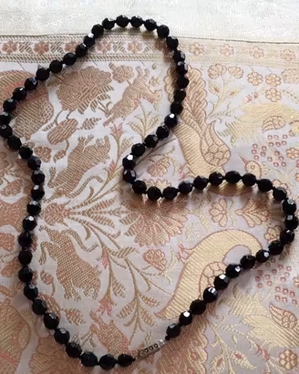 Parure collana cristallo nero e orecchini unisex