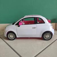 macchina barbie fiat 500 bianca con interni rosa