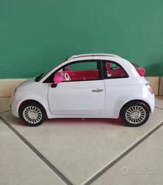 macchina barbie fiat 500 bianca con interni rosa