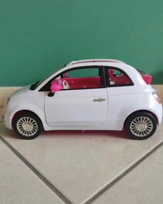 macchina barbie fiat 500 bianca con interni rosa