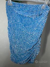 Vestitino tubino azzurro con paillettes