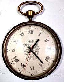 Enorme orologio vintage in ottone e legno anni 60