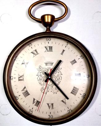 Enorme orologio vintage in ottone e legno anni 60