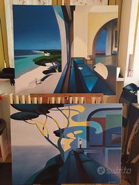 Quadri paesaggi surrealisti soggetto mare