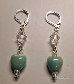 Orecchini donna con cuore di ceramica