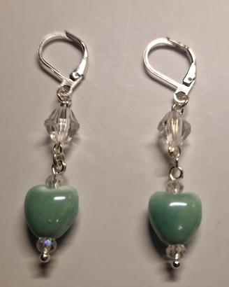 Orecchini donna con cuore di ceramica