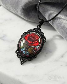 Collana Gothic Rose - Ciondolo Rosa Rossa in Vetro