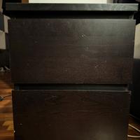 N.2 comodini IKEA MALM con 2 cassetti marrone-nero