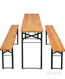 Set tavolo pieghevole + 2 panche – richiudibile
