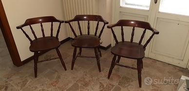 tre sedie country legno
