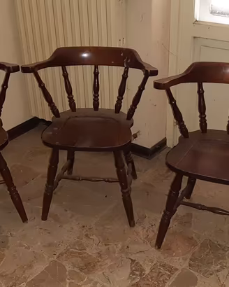 tre sedie country legno